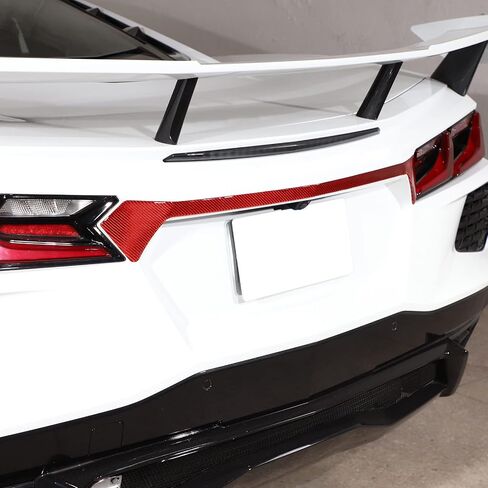 Real Carbon Fiber Taillight Logo Trim Strip Sticker Compatible with Chevrolet Corvette C8 2020-2024, Rear License Plate Upper Decoration Strip Sticker (Black) in Saudi Arabia
