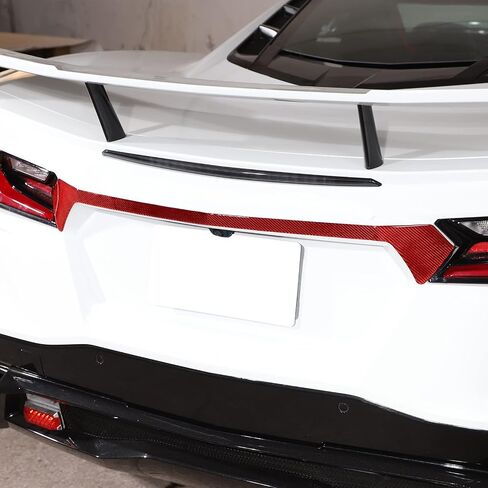 Real Carbon Fiber Taillight Logo Trim Strip Sticker Compatible with Chevrolet Corvette C8 2020-2024, Rear License Plate Upper Decoration Strip Sticker (Black) in Saudi Arabia