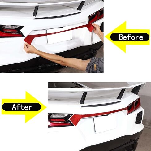 Real Carbon Fiber Taillight Logo Trim Strip Sticker Compatible with Chevrolet Corvette C8 2020-2024, Rear License Plate Upper Decoration Strip Sticker (Black) in Saudi Arabia