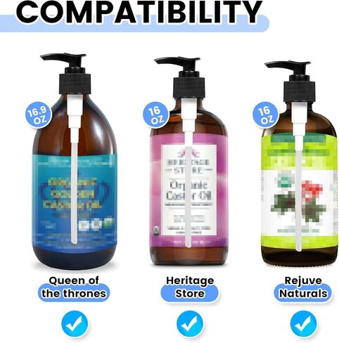 مضخة توزيع متوافقة مع متجر Queen of The Thrones لزيت الخروع والتراث وزيت الخروع RejuveNaturals، 3 عبوات لزجاجة زيت الخروع سعة 16oz in Kuwait
