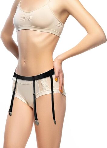 Women's Thigh High Garter Belts, Adjustable Suspender Garter Belt Elastic Leg Garter Belt Plus Size Thigh Strap Black Waist Garter Belts with Metal Clips for Women Girls Brides Thigh High Stockings in Kuwait