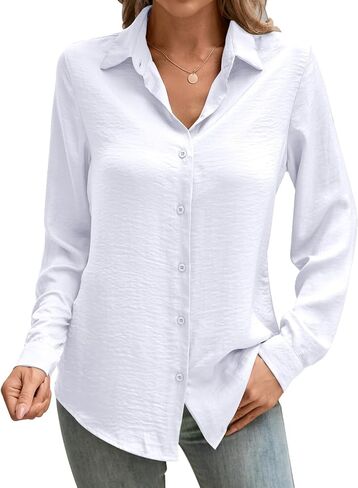 COUXILY Satin Button Down Shirts for Women Business Casual Long Sleeve Silk Blouses Womens Shirts Work Tops in Saudi Arabia