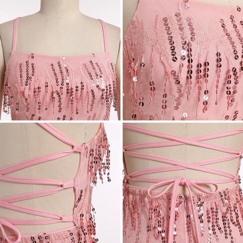 OBEEII Women's Sequins Fringe Bodycon Mini Dress Teens Sparkly Homecoming Dress Sexy Strappy Backless Glitters Party Dress in Kuwait