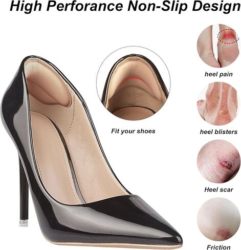 Heel Grips Liner Cushions Inserts for Loose Shoes,Heel Pads for Shoe Too Big Men Women,Filler Improved Shoe Fit,Prevent Heel Slip and Blister (Beige Suede, 4Pairs) in Saudi Arabia