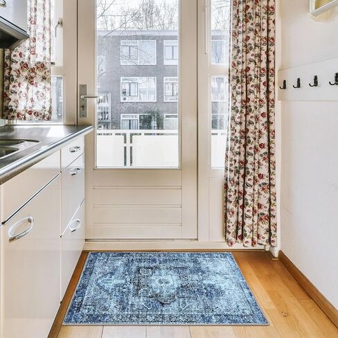 سجادة 2 × 6 للممرات - سجادة عداء قابلة للغسل ومضادة للانزلاق، سجادة عداء عتيقة مع سجادة دعم مطاطية لغرفة نوم المدخل وغرفة الغسيل (رمادي، 2x6 قدم) in Kuwait