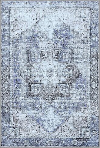 سجادة 2 × 6 للممرات - سجادة عداء قابلة للغسل ومضادة للانزلاق، سجادة عداء عتيقة مع سجادة دعم مطاطية لغرفة نوم المدخل وغرفة الغسيل (رمادي، 2x6 قدم) in Kuwait