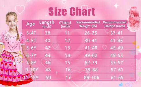Girls Bridget Red Rise Pink Dress with Wigs for Kids Movie Halloween Birthday Parties 5-12Y in Saudi Arabia