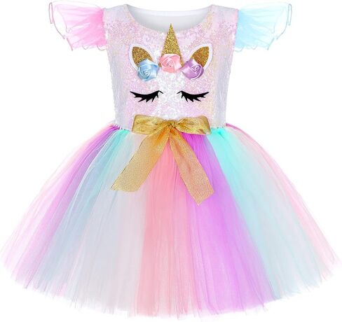 Unicorn Costume for Girls LED Light Up Tutu Dress Unicorn Birthday Party Halloween Costume for Girls in Saudi Arabia