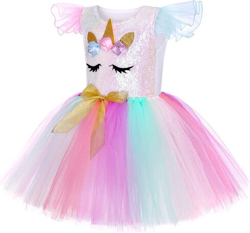 Unicorn Costume for Girls LED Light Up Tutu Dress Unicorn Birthday Party Halloween Costume for Girls in Saudi Arabia