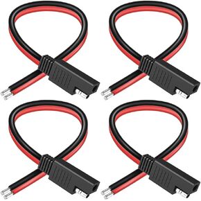 4PCS 14AWG 1FT SAE Single Plug 2Pin Cable, 30cm SAE Quick Connector DC Power Extension Cable for Solar Panel, Motorcycle, Car, Tractor