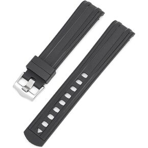 20mm Rubber Curved Solid End Tapered Watch Band, Compatible with Omega Seamaster New 300 Diving Watchbands Replacement