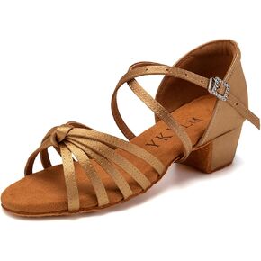 YKXLM Toddler Girls Latin Dance Shoes Kids Low Heels Tango Salsa Ballroom Practice Dance Shoes for Girls
