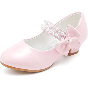 Girls Dress Shoes Girls Heel Flower Girl Shoes Girls Low Heel Pump Glitter Princess Heels Birthday Christmas Wedding Party Shoes for Toddler Little Big Kids
