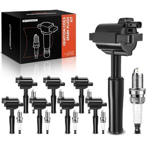 A-Premium Set of 8 Ignition Coil Pack and Iridium Spark Plugs Compatible with Jaguar XJ8 1998, XK8 1997-1999, Vanden Plas 1998-1999, V8 4.0L