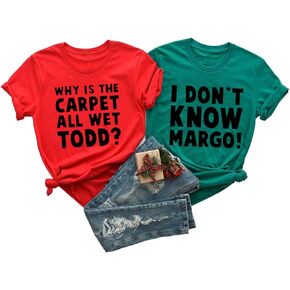 Couples Christmas T-Shirt Matching Couples Ugly Xmas Shirt Funny Letter Print Casual Short Sleeve Xmas Tee Tops