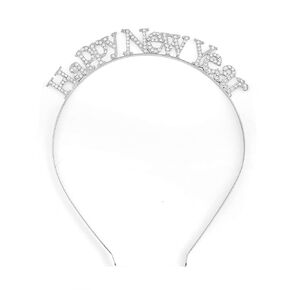 MOLOCH Christmas Headbands For Women Sparkly Crystal Happy New Year Party Headband Hair Accessories (E-silver)
