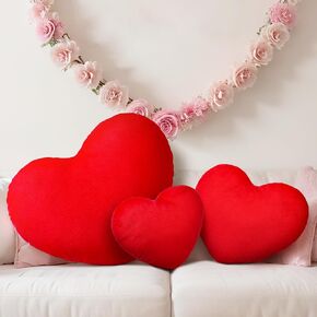 3 Pcs Valentines Day Decorations Love Heart Throw Pillows Heart Shaped Cushion Plush Pillow Valentines Decor for Friends Gift Living Bed Dining Room Office Sofa Cars Chairs(Red White Pink) in Kuwait