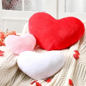 3 Pcs Valentines Day Decorations Love Heart Throw Pillows Heart Shaped Cushion Plush Pillow Valentines Decor for Friends Gift Living Bed Dining Room Office Sofa Cars Chairs(Red White Pink)