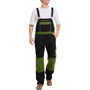 WORK IDEA Men's Bib Overalls Cotton Work Overalls Durable with Knee Pad Pockets