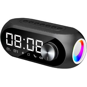 RGB Multi-Function subwoofer Clock Desktop Alarm Clock Portable Mini Bluetooth Speaker Night Light Atmosphere Light FM Radio TF Card/AUX Music Player Family/Friends/Children Gift