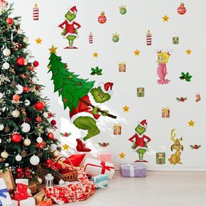 36.92 x 36.06 Inch Christmas Wall Decals Christmas Tree Wall Stickers Removable Christmas Window Decal Sticker Decor for Christmas Holiday Living Room Bedroom Decorations