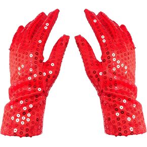 Honbay Red Sparkling Sequin Gloves Costume Gloves Dance Performance Gloves - for Kids Under 6 Years Old