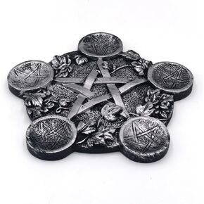 Star Candle Holder Astrology Pentacle Altar Plate Resin Tealight Holder Tray Witchcraft Altar Supplies for Witchcraft Wiccan Tarot Supplies Copper