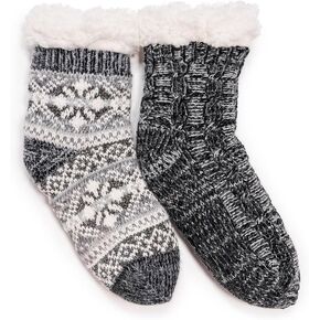 MUK LUKS Women's Chenille Eyelash Mix Cabin Sock (2 Pair Pack)