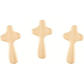 Needzo Small Prayer Cross Light Wood Mini Handheld Comfort Palm Crosses Inspirational Faith Gifts, 2.5 Inches, Pack of 3