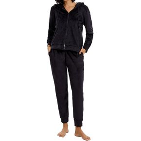 Women's Velvet Tracksuit Set Casual Full Zip Hooded Jacket and Long Workout Pants Jogging Suit Cuffed Style