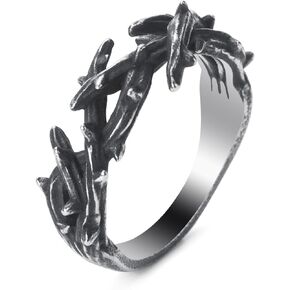 Mens Thorns Crown Ring Stainless Steel Branch Jesus Crown of Thorns Rings Jewelry for Men Women Size 7/8/9/10/11/12/13