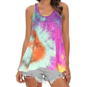 ALCEA ROSEA Women's Workout Tie Dye Tank Tops Sleeveless Casual Yoga Athletic Sports Shirts Gym Exercise Blouse