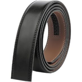 TINIDI Men's Ratchet Belt Strap Adjustable Leather Belts for Men 35mm 1 3/8", 125cm Replacement Strap Without Buckle, Black