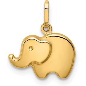Solid 14k Yellow Gold Elephant Charm Pendant
