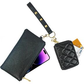 Wallet for Women Small Credit Card Holder Portable Dual Pouch