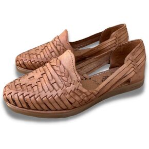 Mexico en la Piel Women's Huarache Sandals - Genuine Leather Artisan Slip-On Flats with Braided Design - Casual, Water-Resistant, Breathable Footwear for Everyday Use, Available in Beige and Black