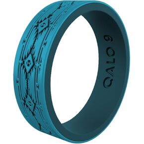 QALO Women's Rubber Silicone Ring, Eva Shockey Rubber Wedding Band, Breathable, Durable Engagement Silicone Ring, Antler, Blank, Heritage or Smokey Mountains Strata, Multi Colors & Sizes