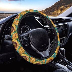 Ladybug Rain Print Car Steering Wheel Cover Auto Steering Wheel Protector Anti-Slip Elasticity and Breathable Car Accessories Universal 15 Inch for Cars SUV Sedan Vans Trucks