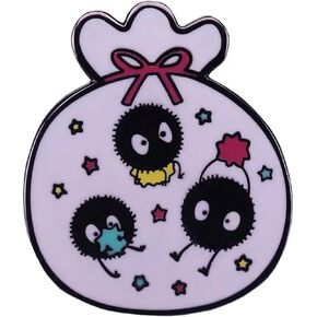 Japan Japanese Black Chimney Soot Sprites Spirits Gremlins Dust Bunnies Cartoon Anime Cute Kawaii 1.25" Enamel Pin Badge