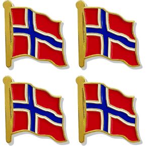 4 Pack Norway Flag Lapel Pin - Norwegian Flags Pins Lapel Hat Backpacks Suit Decoration & Men Women Waving Patriotic Enamel Metal Badge Souvenir
