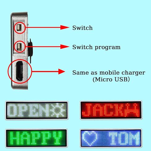 LED Name Badges Business Card Badges Business Card Screen Scrolling for Restaurant Shop Party Bar led Name Board(Blue) in Kuwait