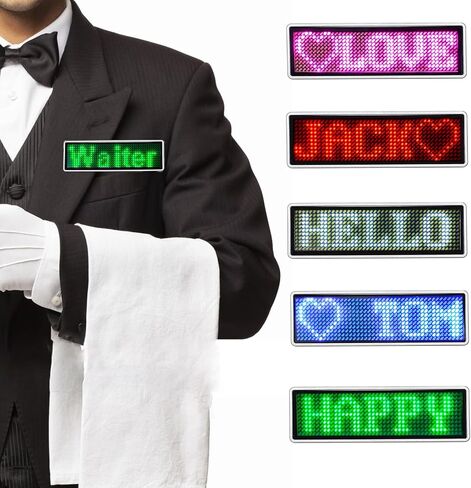 LED Name Badges Business Card Badges Business Card Screen Scrolling for Restaurant Shop Party Bar led Name Board(Blue) in Kuwait