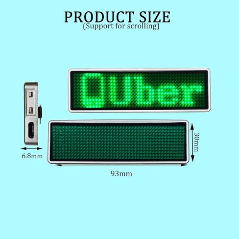 LED Name Badges Business Card Badges Business Card Screen Scrolling for Restaurant Shop Party Bar led Name Board(Blue) in Kuwait