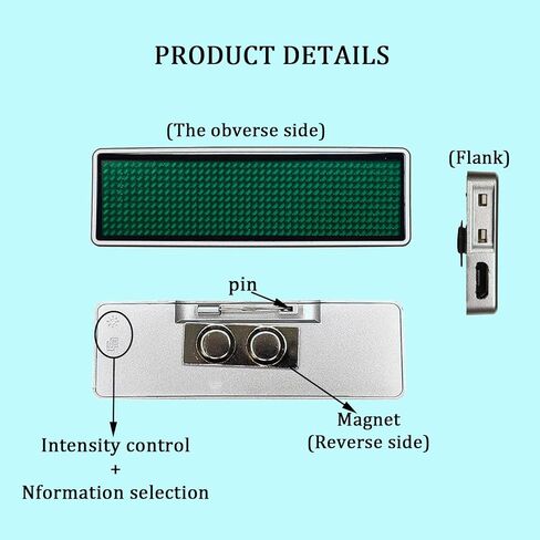 LED Name Badges Business Card Badges Business Card Screen Scrolling for Restaurant Shop Party Bar led Name Board(Blue) in Kuwait