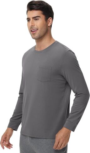 تي شيرت WiWi Viscose from Bamboo للرجال بأكمام طويلة ورقبة دائرية خفيفة الوزن للتبريد والجري والمشي لمسافات طويلة S-XXL in Kuwait