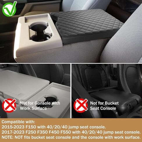 Center Console Cover for Ford F150 2015-2024 and F250 F350 F450 F550 2017-2024 with 40/20/40 Jump Seat Accessories, Leather Armrest Cover Pad Protection Seat Arm Rest Box Lid Accessories in Kuwait