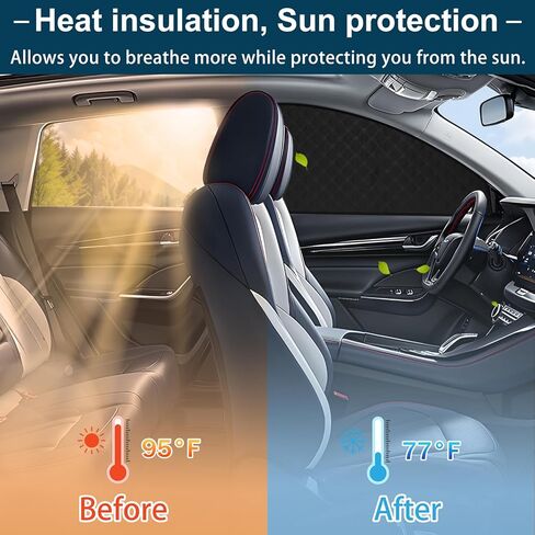 XCBYT 2019-2024 RAV4 Window Shades 4 Pack Set ثنائي الاستخدام نافذة جانبية ظلة 6 طبقات 99% من الأشعة فوق البنفسجية التعتيم العزل الحراري ظلال الخصوصية + أغطية نوافذ شبكية للسيارة in Kuwait