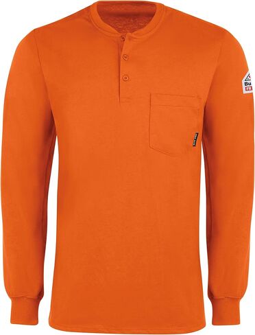 Bulwark Men's Flame Resistant 6.25 Oz Cotton Long Sleeve Tagless Henley Shirt in Saudi Arabia