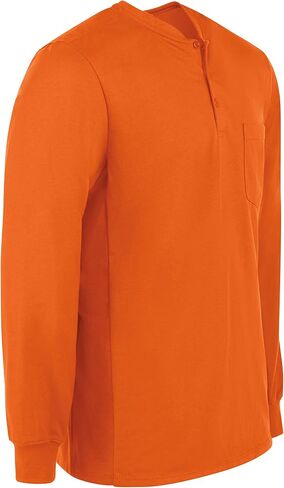 Bulwark Men's Flame Resistant 6.25 Oz Cotton Long Sleeve Tagless Henley Shirt in Saudi Arabia