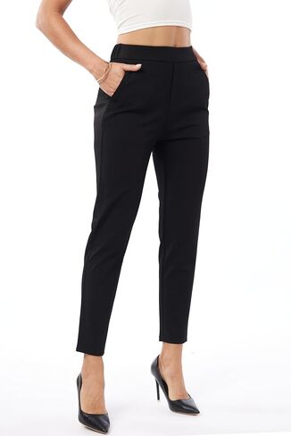 heipeiwa Women's Dress Pants High Waist Pull on Pants Comfort Stretch Work Slacks Crop Trouser in Kuwait